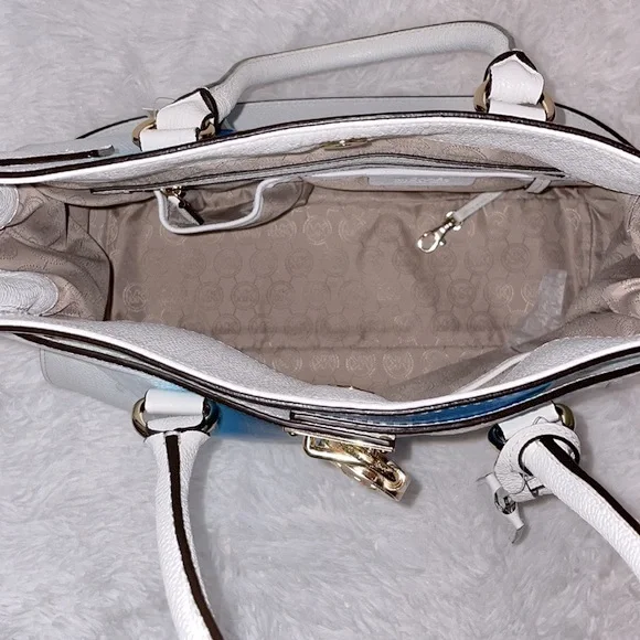 New Michael Kors Hamilton Spray Large Leather Shoulder Bag Tote Purse Wh…
